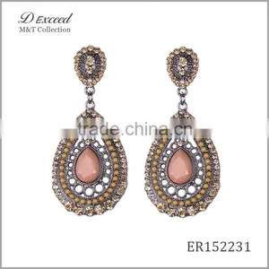 Yiwu Jewelry Factory D Exceed Fashion Crystal Silver Plating Water Drop Earrings Resin Alloy Dangle Earrings thumbnail-2