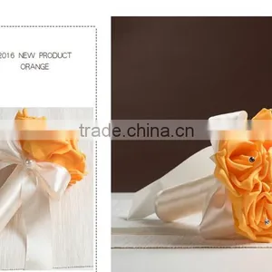Crystal Pearls Posy Bridal Brooch Wedding Bouquet Silk Rose Handmade Flowers thumbnail-3