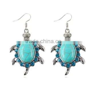 2016 Bohemia Gypsy Fashion Turtle Dangle Long Drop Turquoise Earrings For Women thumbnail-2