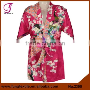2304 Wholesale Children Peacock Pattern Silk Satin Robe thumbnail-5