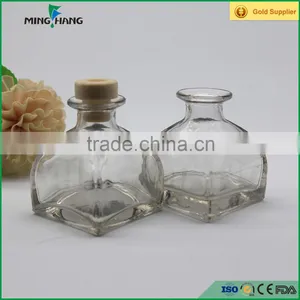 Square Fragrance Aroma Diffuser Glass Bottle 60ml With Cork thumbnail-2