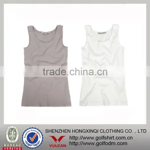Natural Bamboo Lycra Strech Solid White Ladies Tank Top thumbnail-1
