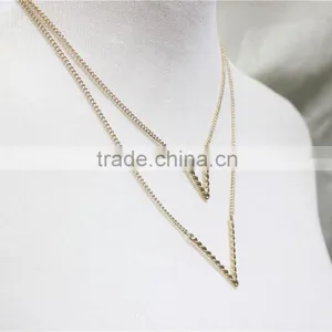 Multi Layered Gold Triangle Necklace Twist Arrowhead Pendant Necklace Layered Necklace Fashion Style Wholesale thumbnail-2
