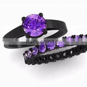 Simple Design Antique Ring Amythest Couple Ring Sets For Lovers thumbnail-3