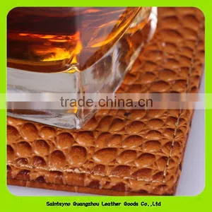 16034 Factory Price Square Shaped Faux Leather Coffee Coaster Set thumbnail-2