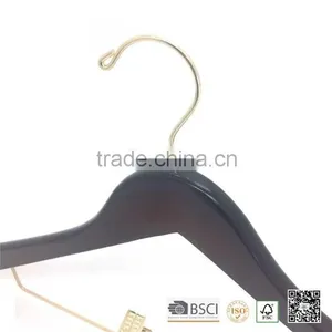 Popular Gold Clip Skirt Hanger, Black Clip Hanger With Gold Clips for Skirt, Pant, Coat,. Gargment Clothes Hanger, Black Hanger thumbnail-5