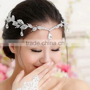 Elegant Bridal Rhinestone Crystal Prom Hair Chain Forehead Band Headpiece thumbnail-4