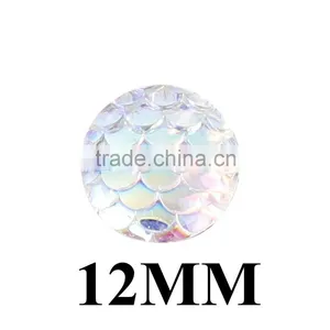 2016 Hot Sale 50pcs/lot Flat Back Resin Beads Round At Random Fish Scale Pattern 10mm( 3/8") thumbnail-1
