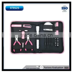 26pcs Promotional Girl's Mini Hand Tool Kit Set in Pink Bag thumbnail-1