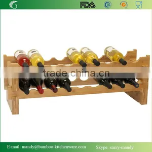 Stackable Bamboo Wine Rack, Wine Bottle Bamboo Shelf, Storage Rack for Wine Bottles thumbnail-1