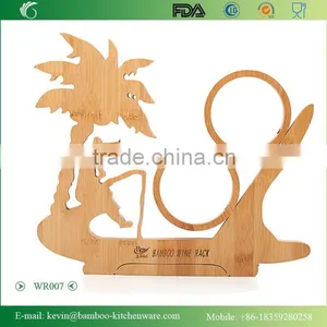 WR007/Decorative Coconut Bamboo Wine Rack Handmade Wooden Bottle Wine Shelf Novelty Bottle Display Wine Shelf thumbnail-1