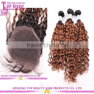 Grade 8a Brazilian Human Virgin Hair Bundles With Lace Closure Cheap Ombre Hair Extension Lace Closure thumbnail-1