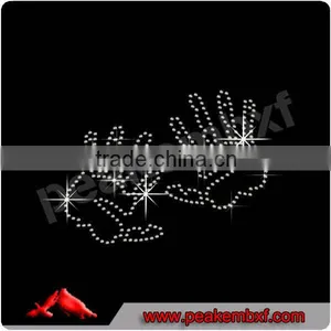 Beautiful Rhinestone Trim HAND PRINTS Hot Fix Design thumbnail-1