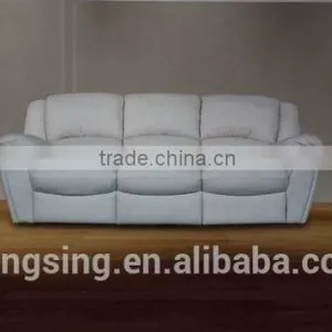 Fabric or Leather White Recliner Sectional Sofa thumbnail-1