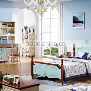 Mediterranean Style 1.2m Solid Wood Bed for Kids Furniture Design thumbnail-1