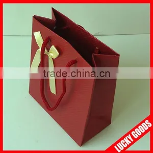 Drawstring Handle Wine Red Classic Ribbon Tie Gift Bags Wholesale thumbnail-2
