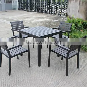 Elegant Modern Plastic Wood Dining Set thumbnail-3