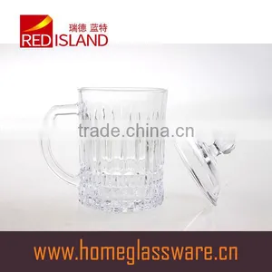 300ml High Clear Crystal Embossed Glass Stein With Lids 2016 Hot Selling thumbnail-1