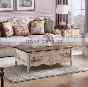 Mediterranean Style Living Room Furniture Set, Solid Wood Carved Sofa Couch Side Table, Leisure Living Room Sofa Set thumbnail-4