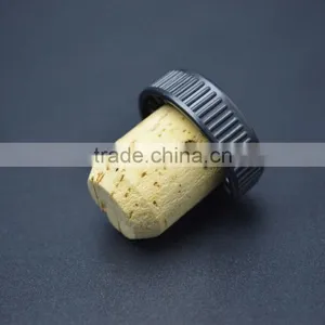 Black Plastic Cap With Wood Cork Glass Bottle T-shape Stopper thumbnail-5