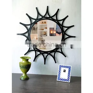 Black Wrought Metal Wall Mirror thumbnail-1