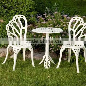 Twin Butterfly Bistro 3 Piece Set Outdoor Patio Furniture Set Antique Round Aluminum Coffee Table Set thumbnail-1
