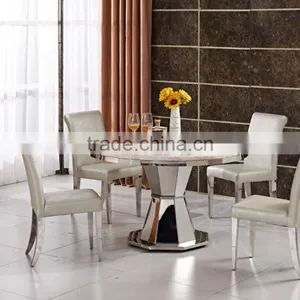 Marble Round Dining Table Designs Handware Base thumbnail-2