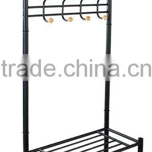 Metal Coat Shoes Storage Shelf Stand Hats Hanger Hook Clothes Rack thumbnail-2