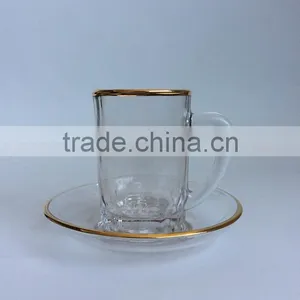 Custom Fashion Elegant Product Drinking Cup With Handle/A Cup and Saucer Decorated With Gold thumbnail-1