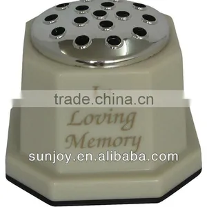 Cream Marble Effect Grave Vase thumbnail-1