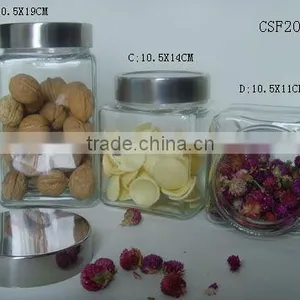 Square Shape Clear Glass Food French Frie Packaging Jar With Lid thumbnail-1