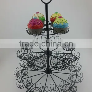 Powder Coated 3-tier Round Shape Metal Wire Cupcake Stand-hold 24 Cups thumbnail-3