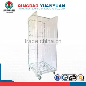 Hot Sale 3 Sided Logistics Pallet Trolley Roll Cage Wire Mesh Container thumbnail-1