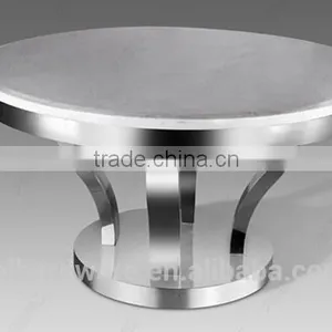 Stainless Steel Base Round Dining Table With Marble Top thumbnail-1