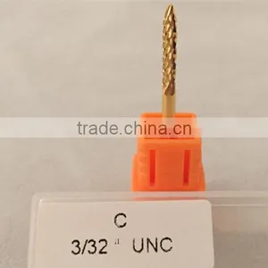 Golden Carbide Burr for Nail Total Length 38MM Head Diameter 2MM Nail Drill Small Flame thumbnail-2
