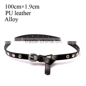 Wholesale Rivet Decorated D Pattern Buckle Sex Women Lady Thin PU Waist Belt thumbnail-1