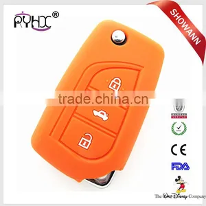 3 Buttons Folding Car Key Case Silicone Flip Car Key Cover for Toyota Corolla Crown RAV4 thumbnail-1