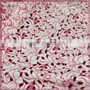 Red Floral Hollow Out Embroidery Design Cotton Lace Fabric for Dress thumbnail-3