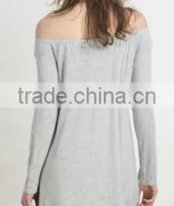 2016 Off Shoulder Slash Neck Long Sleeve Knee Length Women Casual Sexy Dress thumbnail-2