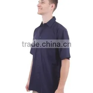 100% Cotton Preshrunk Drill Short Sleeve Navy Mens Work Shirts thumbnail-6