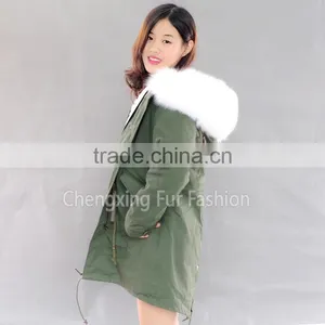 CX-G-P-08C 2016 New Fashion Rex Rabbit Fur Winter Parka With Fox Fur Trim thumbnail-3