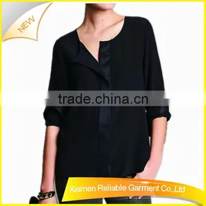 Black Hotsale Chiffon Fit in Stock Shirt With Long Sleeve thumbnail-1