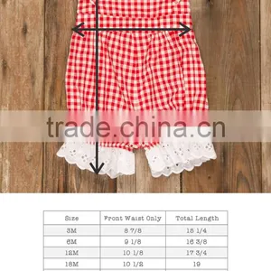 Girls Red Check Lace Bubble 4th of July Romper For Baby Kids thumbnail-3