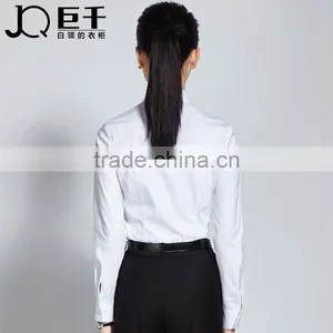 2017 Juqian New Design Spring Women Clothing Office Wear White Cotton Blouse thumbnail-4