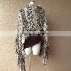 Blanket Scarf Style of Warm Shawl, Large Shawl, Beige Shawl Hand Knit for Women With Black, Ivory Off White, Taupe Shawl, Fring thumbnail-6