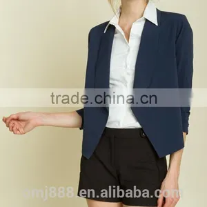 Fashion Designs Ladies Ruched Sleeve Open Front Blazer thumbnail-1