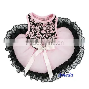 NEW Black Damask Light Pink Black Lace Tutu Pets Dogs Clothes Party Dress XS-L thumbnail-1