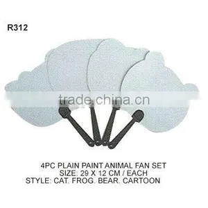 (R312) 4PC PLAIN PAINT ANIMAL FAN SET thumbnail-1