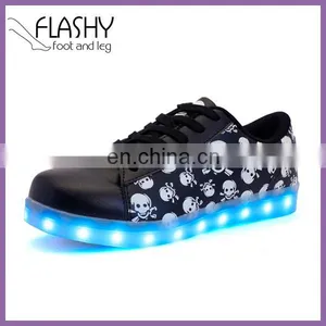 Wholesale Lace up Skull Led Light Shoes Skeleton Led Sneakers Casual 2017 thumbnail-1