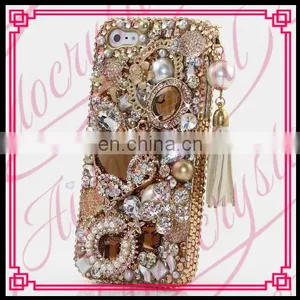 Aidocrystal Hot Sale Gold Luxury Design Rhinestone Crystal Covers Ladies Cell Phone Cases for Iphone 6 Plus thumbnail-2